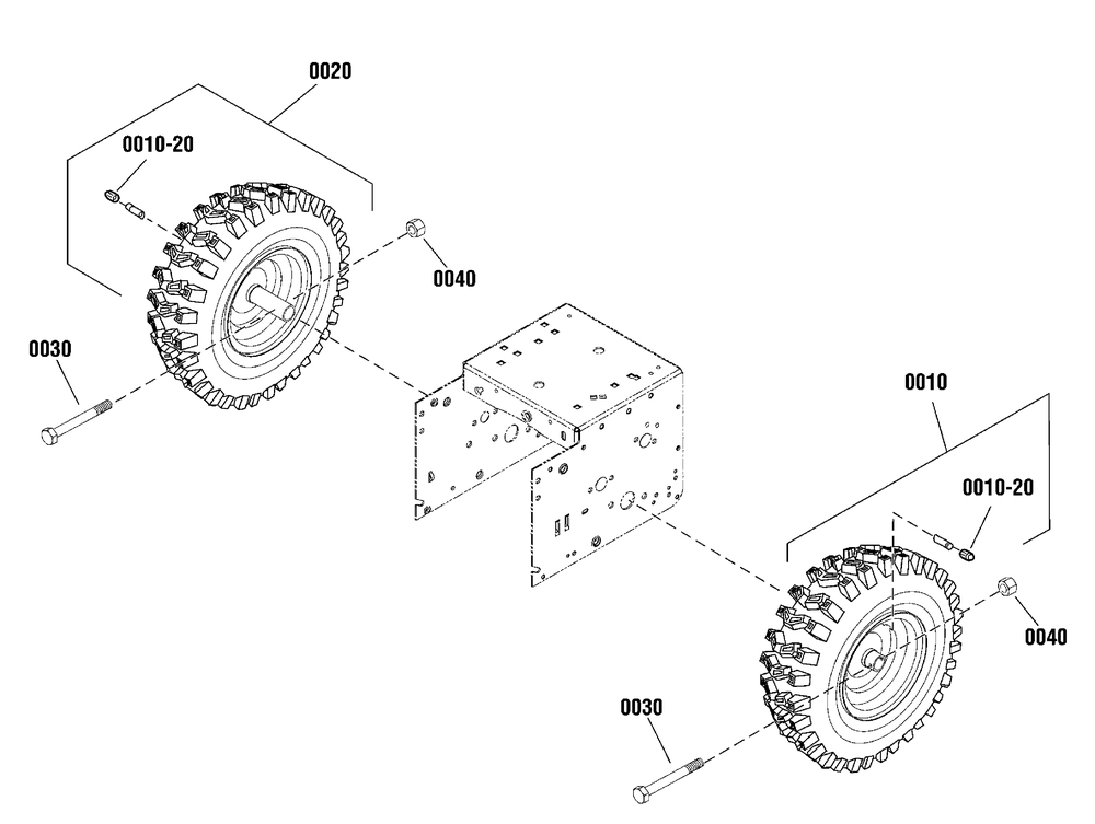 Wheels And Tires Group Diagram and Parts List for 1696158-00-1730HD 2012 Briggs and Stratton Snow Blower